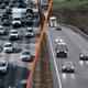 Two photos showing drivers in the UK and the USA